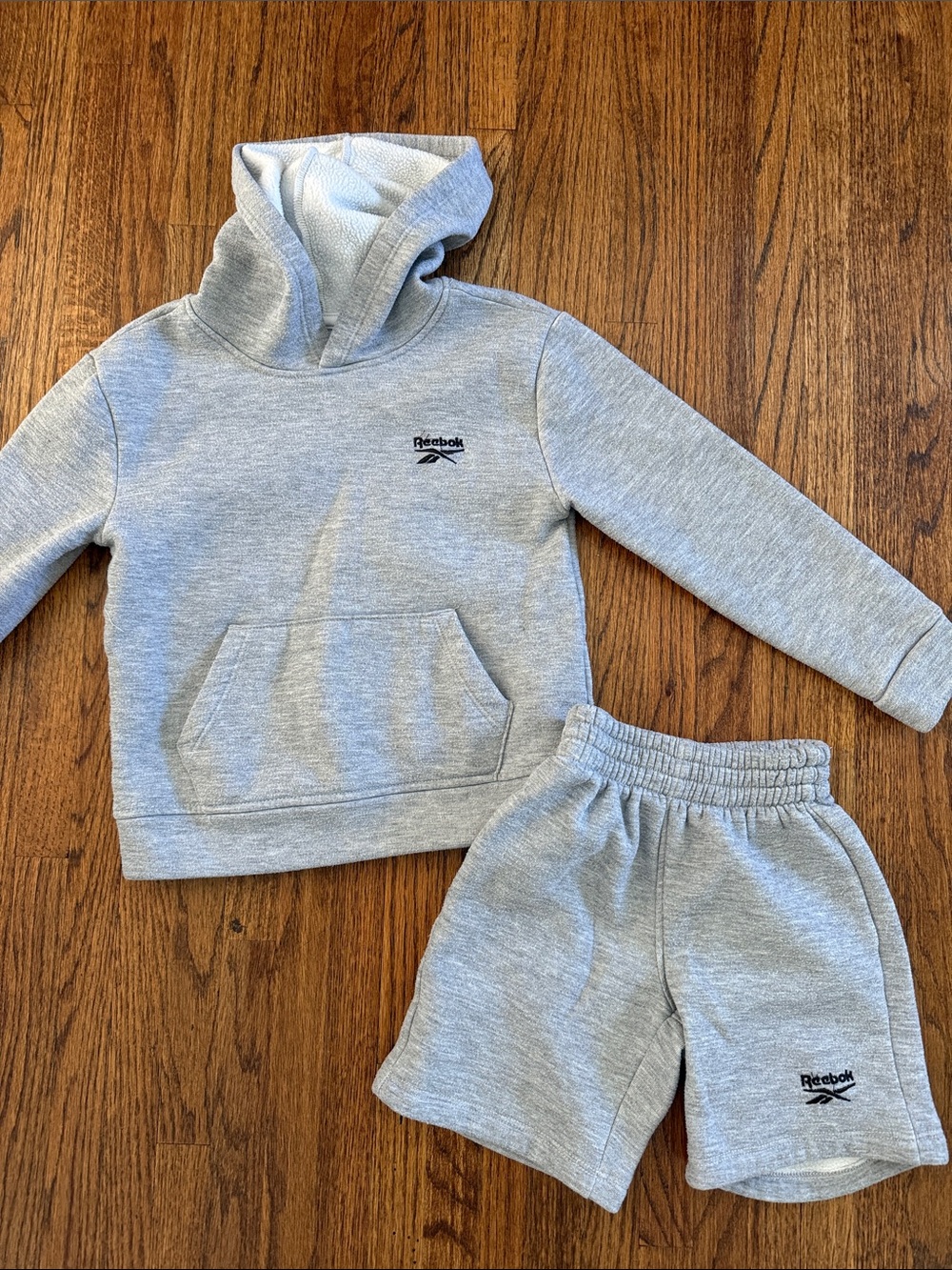 Reebok Light Gray Kids Hoodie & Shorts Set